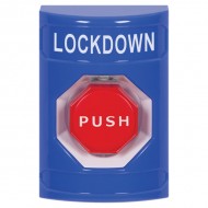 SS2405LD-EN STI Blue No Cover Momentary (Illuminated) Stopper Station with LOCKDOWN Label English