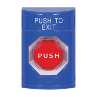 SS2405PX-EN STI Blue No Cover Momentary (Illuminated) Stopper Station with PUSH TO EXIT Label English