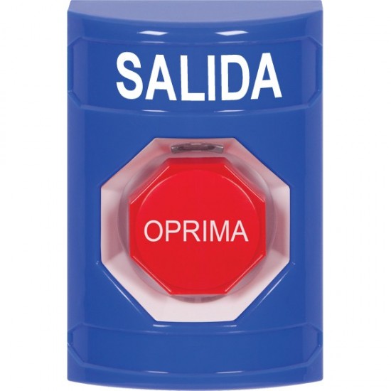 SS2405XT-ES STI Blue No Cover Momentary (Illuminated) Stopper Station with EXIT Label Spanish