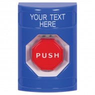 SS2405ZA-EN STI Blue No Cover Momentary (Illuminated) Stopper Station with Non-Returnable Custom Text Label English