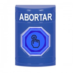 SS2406AB-ES STI Blue No Cover Momentary (Illuminated) with Blue Lens Stopper Station with ABORT Label Spanish