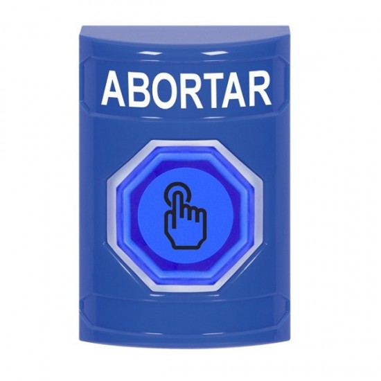 SS2406AB-ES STI Blue No Cover Momentary (Illuminated) with Blue Lens Stopper Station with ABORT Label Spanish