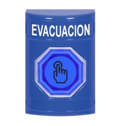 SS2406EV-ES STI Blue No Cover Momentary (Illuminated) with Blue Lens Stopper Station with EVACUATION Label Spanish
