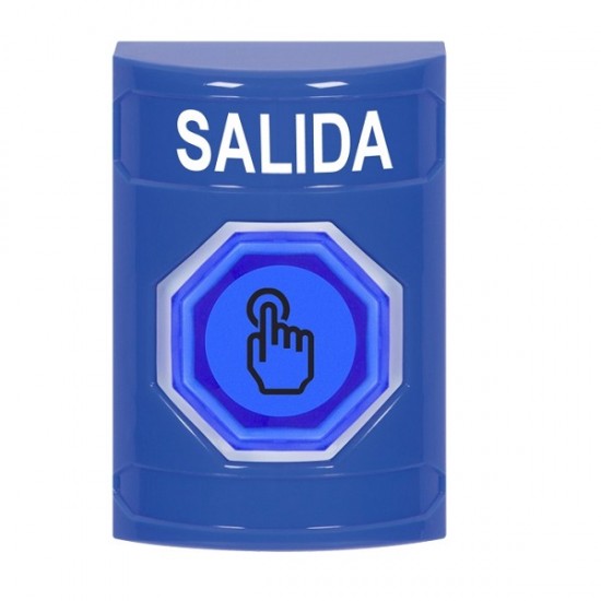 SS2406XT-ES STI Blue No Cover Momentary (Illuminated) with Blue Lens Stopper Station with EXIT Label Spanish