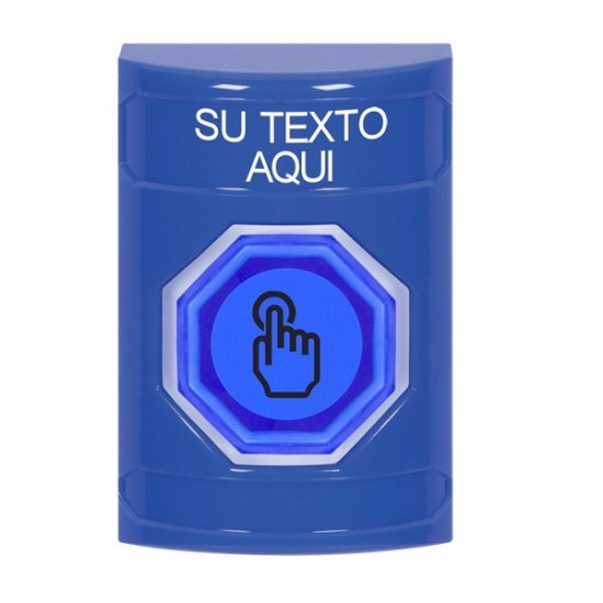 SS2406ZA-ES STI Blue No Cover Momentary (Illuminated) Stopper Station w/ Custom Text Spanish
