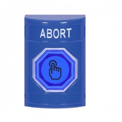 SS2407AB-EN STI Blue No Cover Weather Resistant Momentary (Illuminated) with Blue Lens Stopper Station with ABORT Label English