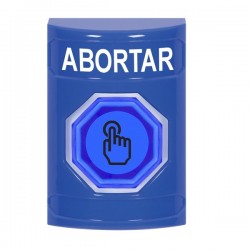 SS2407AB-ES STI Blue No Cover Weather Resistant Momentary (Illuminated) with Blue Lens Stopper Station with ABORT Label Spanish