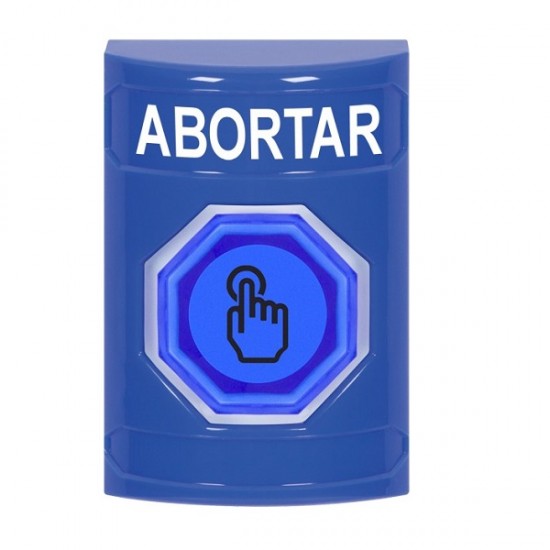 SS2407AB-ES STI Blue No Cover Weather Resistant Momentary (Illuminated) with Blue Lens Stopper Station with ABORT Label Spanish