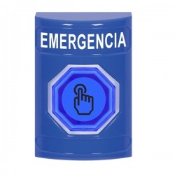 SS2407EM-ES STI Blue No Cover Weather Resistant Momentary Stopper Station w/ EMERGENCY Spanish
