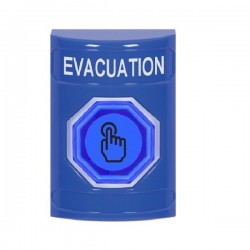 SS2407EV-EN STI Blue No Cover Weather Resistant Momentary Stopper Station w/ EVACUATION Label