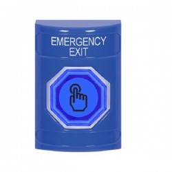 SS2407EX-EN STI Blue No Cover Weather Resistant Momentary Stopper Station w/ EMERGENCY EXIT Label