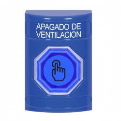 SS2407HV-ES STI Blue No Cover Weather Resistant Momentary Stopper Station w/ HVAC SHUT DOWN Spanish