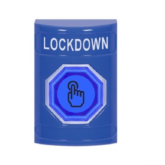 SS2407LD-EN STI Blue No Cover Weather Resistant Momentary Stopper Station w/ LOCKDOWN Label