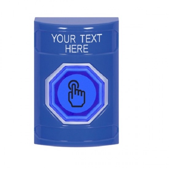 SS2407ZA-EN STI Blue No Cover Weather Resistant Momentary Stopper Station w/ Custom Text Label