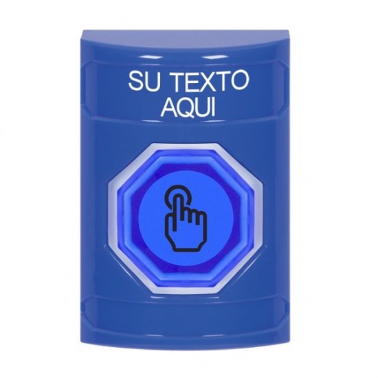 SS2407ZA-ES STI Blue No Cover Weather Resistant Momentary Stopper Station w/ Custom Text Spanish