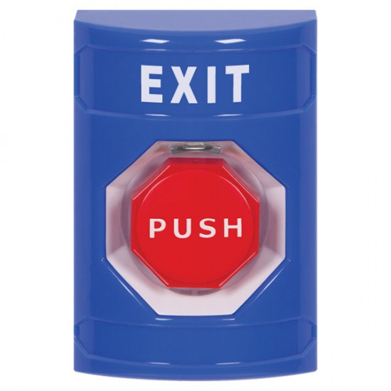 SS2408XT-EN STI Blue No Cover Pneumatic (Illuminated) Stopper Station with EXIT Label English