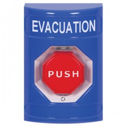 SS2409EV-EN STI Blue No Cover Turn-to-Reset (Illuminated) Stopper Station with EVACUATION Label English