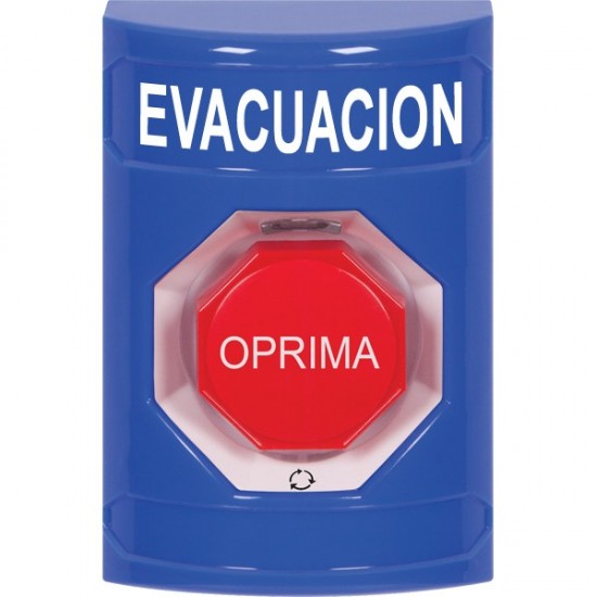 SS2409EV-ES STI Blue No Cover Turn-to-Reset (Illuminated) Stopper Station with EVACUATION Label Spanish