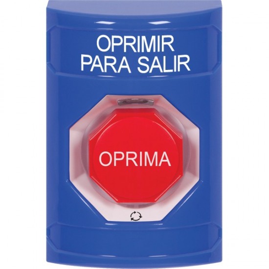 SS2409PX-ES STI Blue No Cover Turn-to-Reset (Illuminated) Stopper Station with PUSH TO EXIT Label Spanish