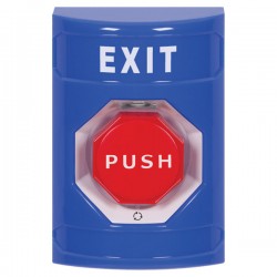 SS2409XT-EN STI Blue No Cover Turn-to-Reset (Illuminated) Stopper Station with EXIT Label English