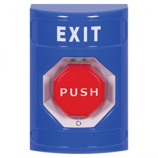 SS2409XT-EN STI Blue No Cover Turn-to-Reset (Illuminated) Stopper Station with EXIT Label English