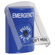 SS2420EM-EN STI Blue Indoor Only Flush or Surface Key-to-Reset Stopper Station with EMERGENCY Label English