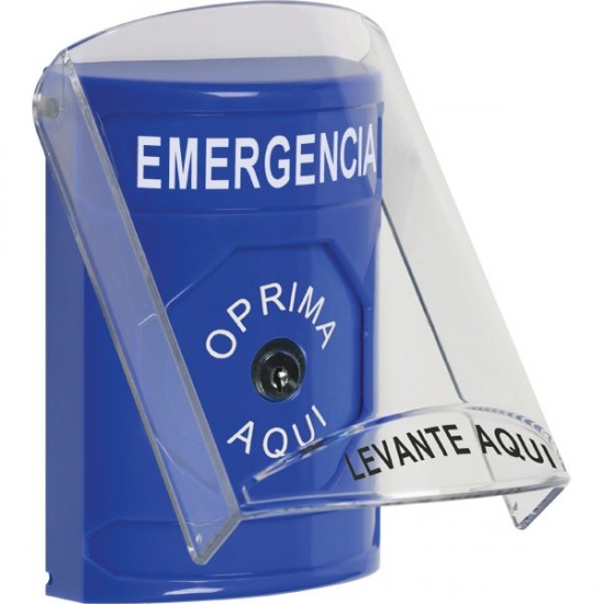 SS2420EM-ES STI Blue Indoor Only Flush or Surface Key-to-Reset Stopper Station with EMERGENCY Label Spanish SS2420EM-ES STI Blue Indoor Only Flush or Surface Key-to-Reset Stopper Station with EMERGENCY Label Spanish