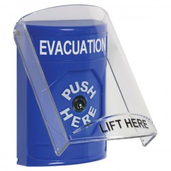 SS2420EV-EN STI Blue Indoor Only Flush or Surface Key-to-Reset Stopper Station with EVACUATION Label English