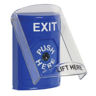 SS2420XT-EN STI Blue Indoor Only Flush or Surface Key-to-Reset Stopper Station with EXIT Label English