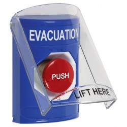 SS2421EV-EN STI Blue Indoor Only Flush or Surface Turn-to-Reset Stopper Station with EVACUATION Label English