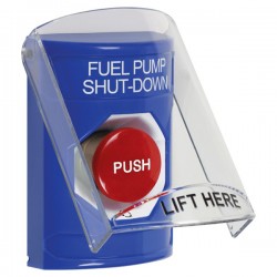SS2421PS-EN STI Blue Indoor Only Flush or Surface Turn-to-Reset Stopper Station with FUEL PUMP SHUT DOWN Label English