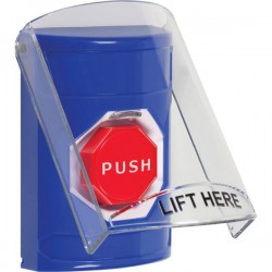 SS2422NT-EN STI Blue Indoor Only Flush or Surface Key-to-Reset (Illuminated) Stopper Station with No Text Label English
