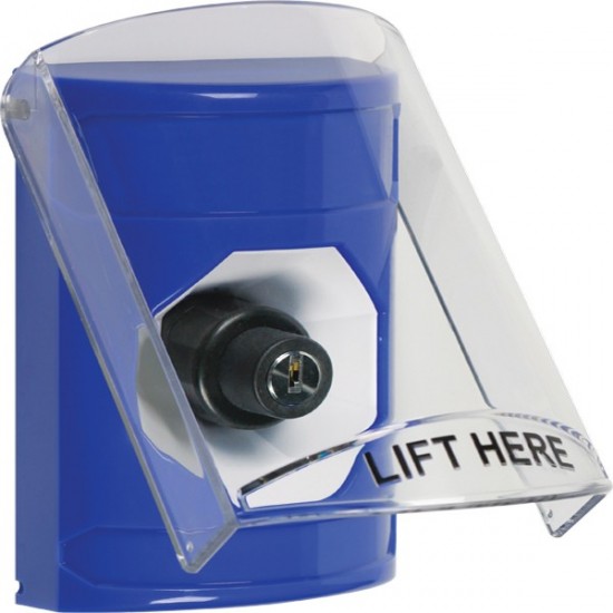 SS2423NT-EN STI Blue Indoor Only Flush or Surface Key-to-Activate Stopper Station with No Text Label English