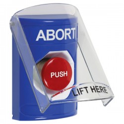 SS2424AB-EN STI Blue Indoor Only Flush or Surface Momentary Stopper Station with ABORT Label English