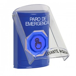 SS2426ES-ES STI Blue Indoor Flush/Surface Momentary (Illuminated) Stopper Station w/ EMERGENCY STOP Spanish
