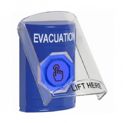 SS2426EV-EN STI Blue Indoor Flush/Surface Momentary (Illuminated) Stopper Station w/ EVACUATION Label