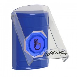 SS2426NT-ES STI Blue Indoor Flush/Surface Momentary (Illuminated) Stopper Station w/ No Text Spanish