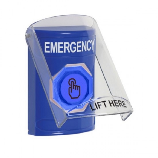 SS2427EM-EN STI Blue Indoor Flush/Surface Weather Resistant Momentary Stopper Station w/ EMERGENCY Label SS2427EM-EN STI Blue Indoor Flush/Surface Weather Resistant Momentary Stopper Station w/ EMERGENCY Label