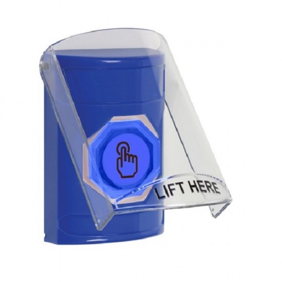 SS2427NT-EN STI Blue Indoor Flush/Surface Weather Resistant Momentary Stopper Station w/ No Text