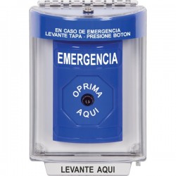 SS2430EM-ES STI Blue Indoor/Outdoor Flush Key-to-Reset Stopper Station with EMERGENCY Label Spanish