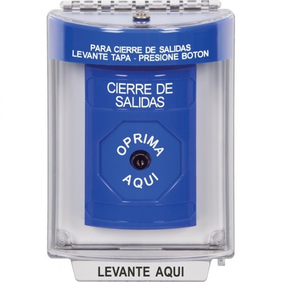 SS2430LD-ES STI Blue Indoor/Outdoor Flush Key-to-Reset Stopper Station with LOCKDOWN Label Spanish