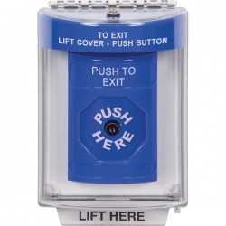 SS2430PX-EN STI Blue Indoor/Outdoor Flush Key-to-Reset Stopper Station with PUSH TO EXIT Label English