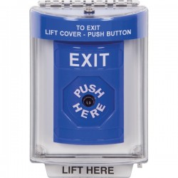 SS2430XT-EN STI Blue Indoor/Outdoor Flush Key-to-Reset Stopper Station with EXIT Label English