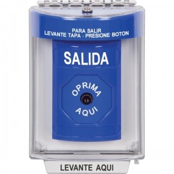 SS2430XT-ES STI Blue Indoor/Outdoor Flush Key-to-Reset Stopper Station with EXIT Label Spanish