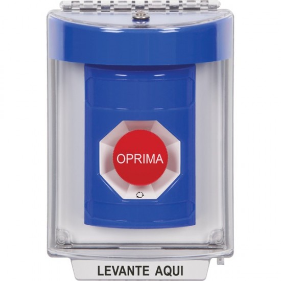 SS2431NT-ES STI Blue Indoor/Outdoor Flush Turn-to-Reset Stopper Station with No Text Label Spanish