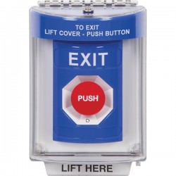 SS2431XT-ES STI Blue Indoor/Outdoor Flush Turn-to-Reset Stopper Station with EXIT Label Spanish
