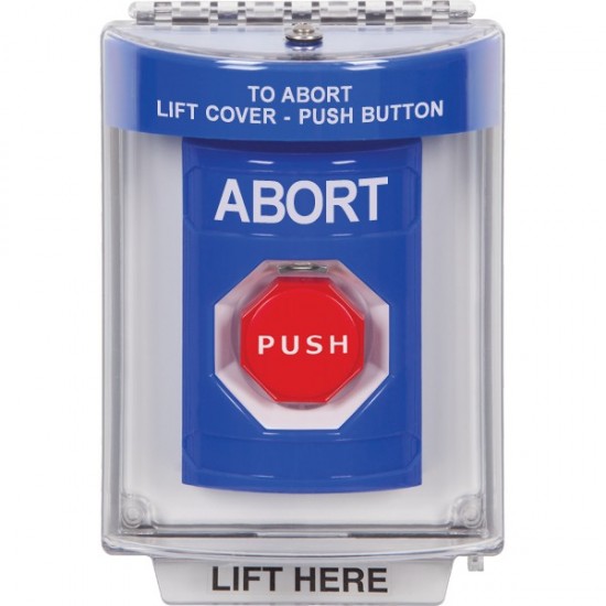 SS2432AB-EN STI Blue Indoor/Outdoor Flush Key-to-Reset (Illuminated) Stopper Station with ABORT Label English