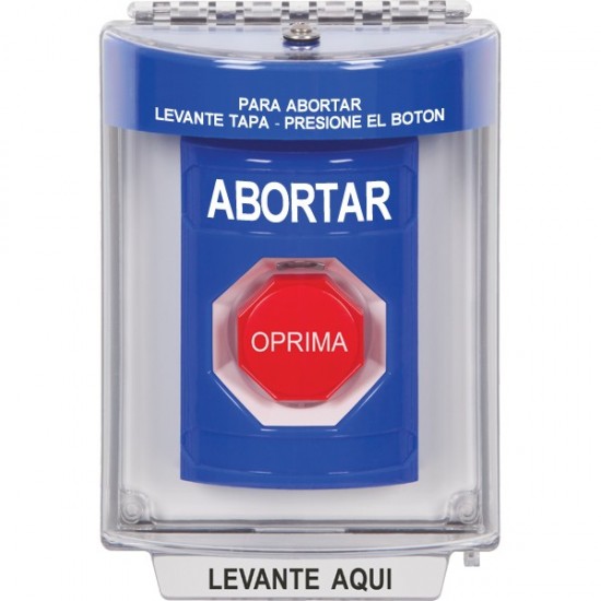 SS2432AB-ES STI Blue Indoor/Outdoor Flush Key-to-Reset (Illuminated) Stopper Station with ABORT Label Spanish