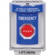 SS2432EM-EN STI Blue Indoor/Outdoor Flush Key-to-Reset (Illuminated) Stopper Station with EMERGENCY Label English