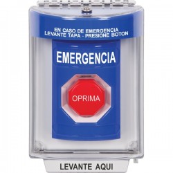 SS2432EM-ES STI Blue Indoor/Outdoor Flush Key-to-Reset (Illuminated) Stopper Station with EMERGENCY Label Spanish